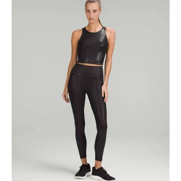 lululemon athletica Pants - Lululemon Wunder Train High Rise Tight Black‎ Foil Size 6
